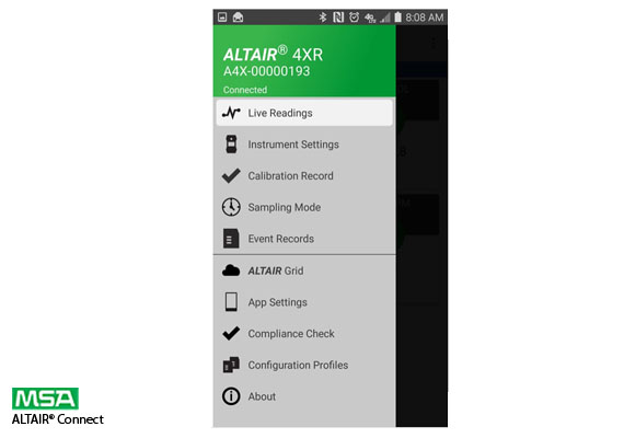 Pair up to six (6) ALTAIR 4XR and 5X detectors at a time with your Android device via ALTAIR Connect